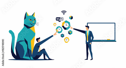 Modern Business Strategy and Time Management Vector Illustration