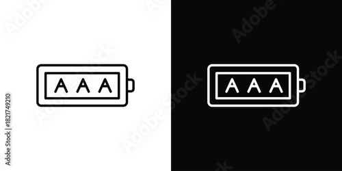 AAA battery icon. Black illustration isolated for graphic and web design.