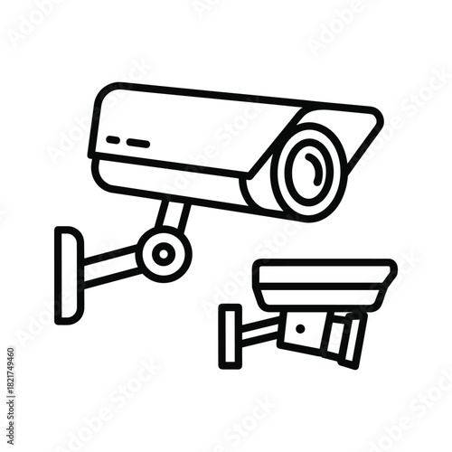 Security cameras line art icon isolated on