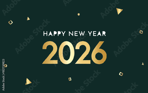 Happy New Year 2026 greeting card illustration with snow decoration, a perfect vector concept for the holiday celebration design.