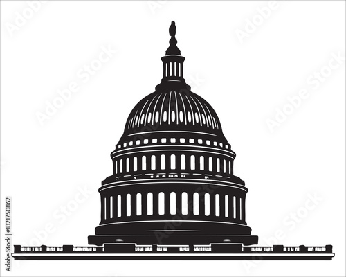 Classic U.S. Capitol building vector illustration for political and civic themes