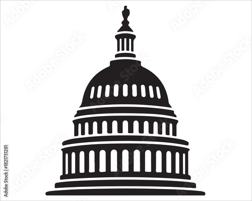 Black and white Capitol dome silhouette for government and landmark design