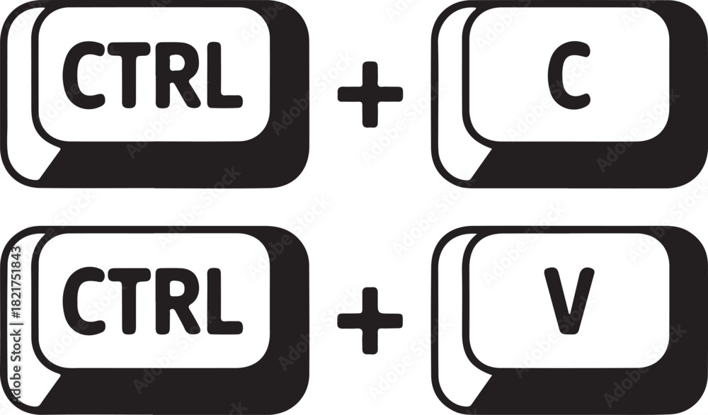 Fototapeta premium Keyboard Shortcut Icons For Copy And Paste And Cut And Paste ctrl c ctrl v