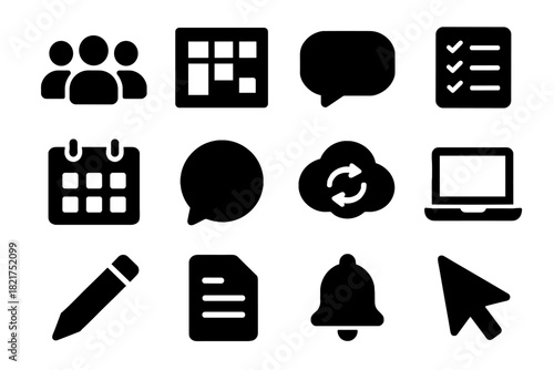 Bubble board collaboration icons comment team cloud icon user vector checklist sync