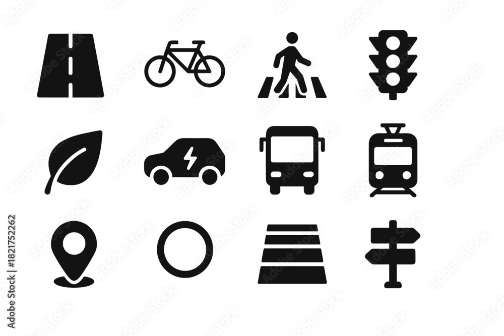 Obraz premium Speed icon marker light leaf sidewalk icons limit road vector sustainable sign