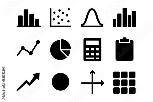 Histogram point plot curve arrow scatter chart icons vector icon calculator analysis