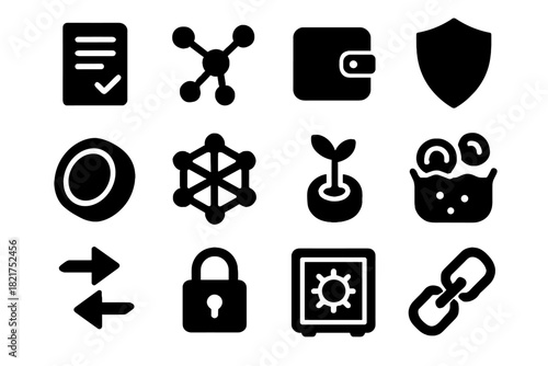 Blockchain crypto icon transaction defi protocol arrows lock shield vector wallet liquidity