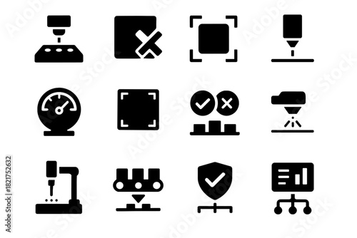 Measurement control vector icons test camera indicator icon outline quality reporting verification