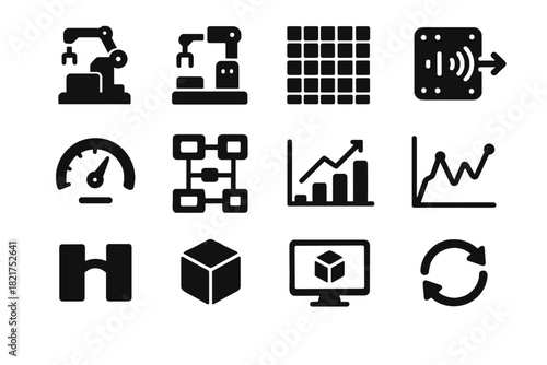Twin equipment predictive system virtual portal icons vector icon mirrored digital performance