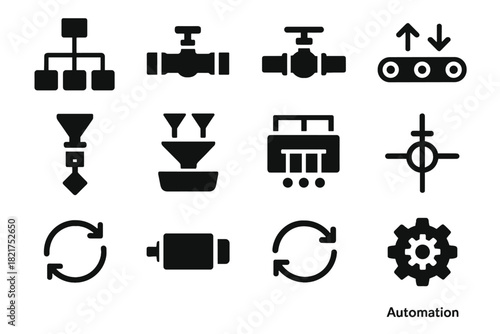Regulator automation control icons system pipeline module modern vector distributed direction icon