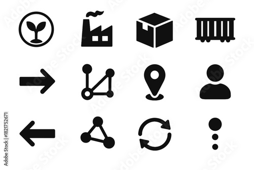 Line storage supply retail chain container symbol distribution transport icon vector network