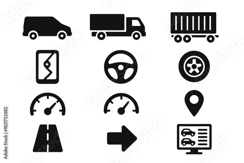Icon location fleet icons vector movement delivery fuel tile status management section