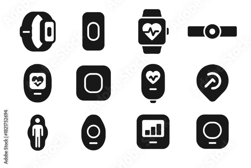 Pod icons shell monitor node wrist wearable body sensor activity health icon