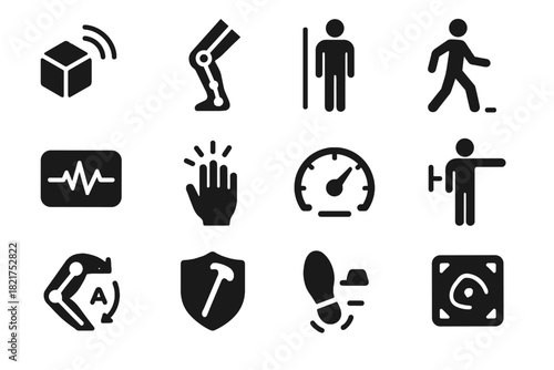 Body diagnostics rotation angle stride capture movement block vector icon motion dynamics