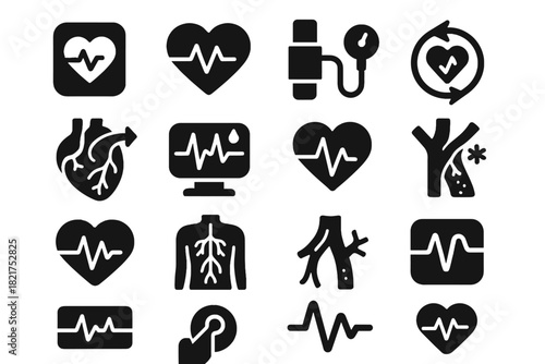 Diagram icons vector diagnostics performance icon blood vitals waveform cardiovascular sensor plate