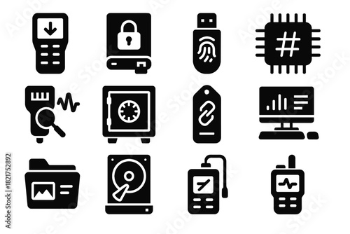 Storage icon imager vector metadata forensics hash data drive analysis usb cyber