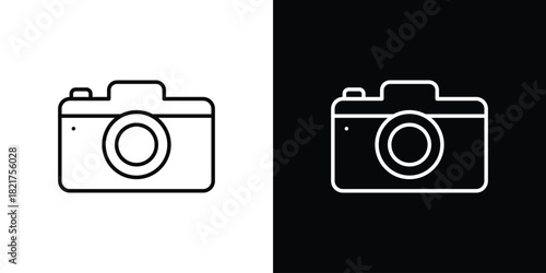 Camera icon. Black illustration isolated for graphic and web design.