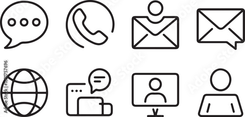 Communication line icons set for web.