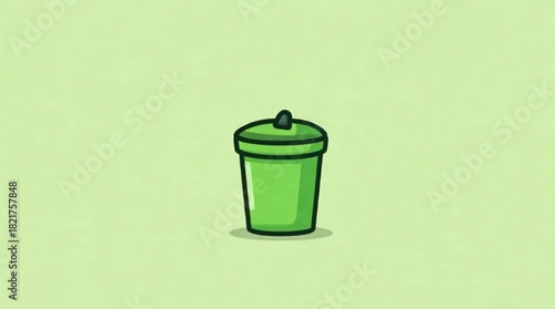 Green Trash Can Animation - Eco-Friendly Waste Disposal.