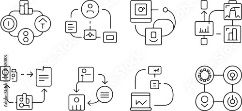 Business and Technology Process Line Icons