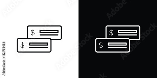 Cheque icon. Black illustration isolated for graphic and web design.