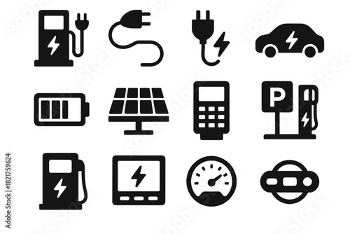 Payment spot charging parking icon power control ev vector terminal meter