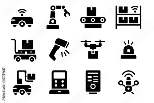 Module robotics vector picking reader hub icon smart control warehouse barcode agv