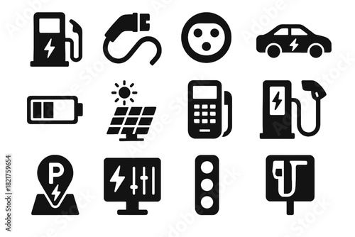 Parking panel charging cable icon icons vector ev station terminal control