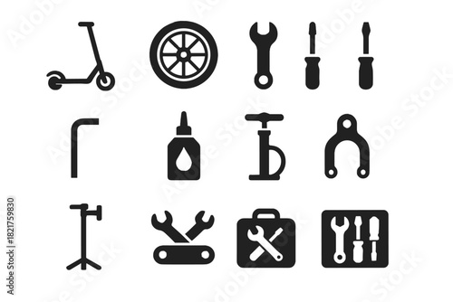 Brake icon vector wrench tool screwdriver tray pump oil wheel mobility micro