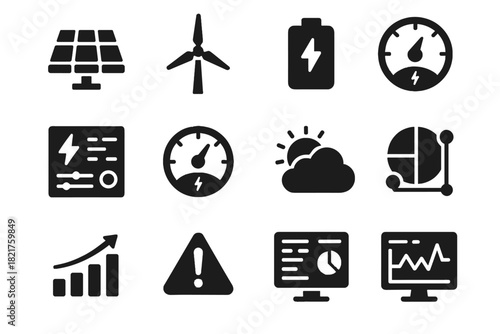 Weather energy indicator array vector renewable output chart power icon data icons