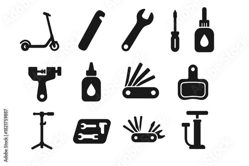 Multitool chain micro tools tool air bottle vector mobility key scooter icon