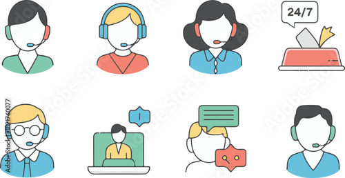 Customer Service and Support Vector Icons