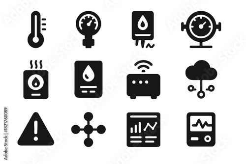 Icon hub analytics gas vibration gateway control iot icons industrial vector dashboard