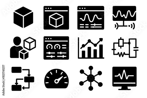Icon vector icons sensor model chart twin workflow analytics connectivity virtual digital