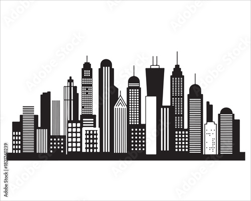 Detailed metropolitan skyline vector graphic for urban themed projects