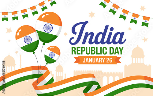 India republic day festive background with flag colors and symbols