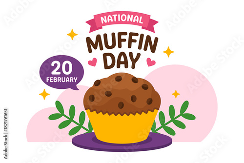 National muffin day with chocolate chip muffin on february 20th