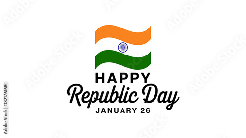 Indian republic day vector illustration with flag and text design