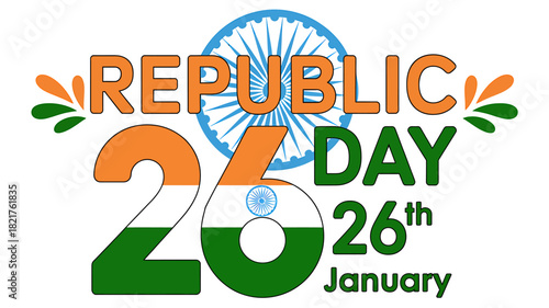 Republic day 26 january in india, national holiday celebration banner