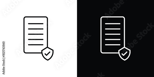 Contract coverage icon. Black illustration isolated for graphic and web design.
