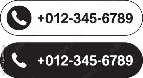 Phone Contact Icons with Number in White and Black Background Options telephone call