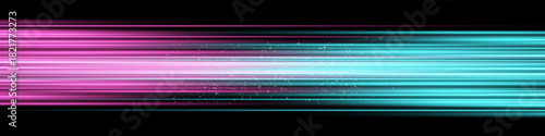 Bright horizontal beam of light on black background. Glowing laser effect creating futuristic and sci-fi aesthetics.
Suitable for technology, energy, speed and digital design themes.
