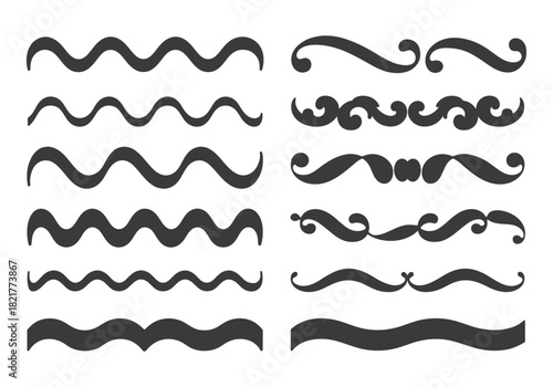 Decorative wavy lines and elegant scrolls for page dividers design