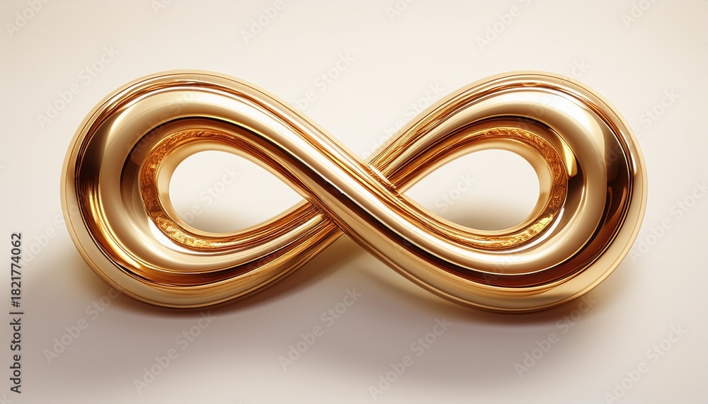 Fototapeta premium golden infinity symbol on white background elegant and shiny infinite loop