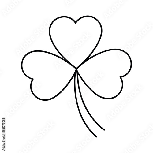 Heart shaped clover line art in a minimalist lucky leaf style for nature inspired themes Vector illustration