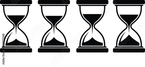 Set of Hourglass or Sand Timer Icons Vector Illustration - Time Passing and Measurement Graphic