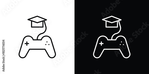 Game based learning icon. Black illustration isolated for graphic and web design.