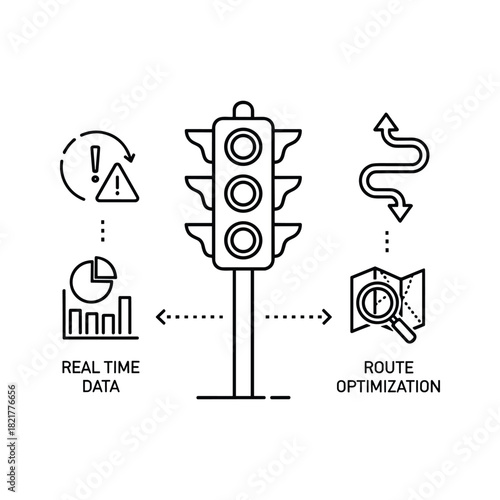 Traffic light with realtime data and route optimization concept
