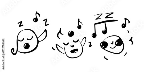 Hand Drawn Musical Notes and Symbols treble clef bass clef 1