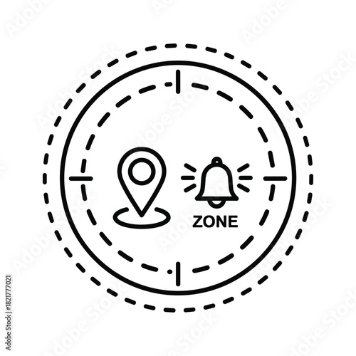 Geofencing zone alert icon with location pin and notification bell
